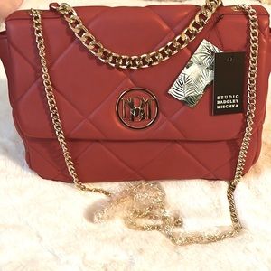 Badgley Mischka Chunky Gold Chain Quilted Crossbody